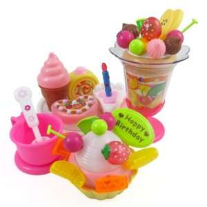  Birthday Party Play Food Set for kids with Cupcake, Cakes, Ice 