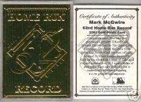 1998 UD 22kt gold card Mark McGwire 62 home run/10,000  