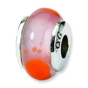   Reflections Kids Sterling Silver Orange Foot Hand Blown Glass Bead
