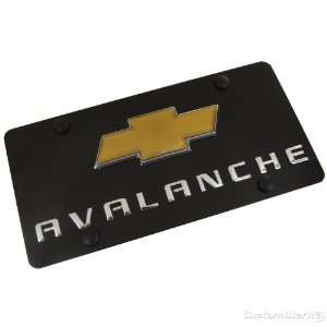  Chevy Logo + Avalanche Name Badge On Black License Plate 