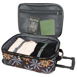  Brown Floral Fashion 4 piece Spinner Luggage Set  