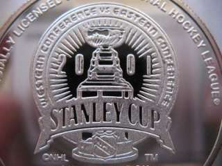 OZ.999 FINE SILVER NHL 2001 COLORADO AVALANCHE CHAMPS STANLEY CUP 