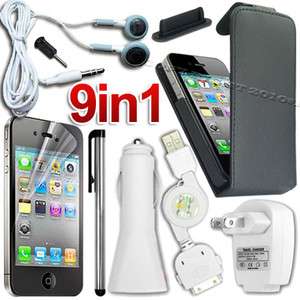 ACCESSORY LEATHER CASE HEADPHONE CHARGER FOR IPHONE 4  