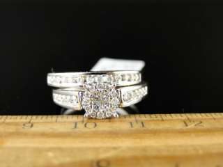   WHITE GOLD PRINCESS CUT DIAMOND BRIDAL ENGAGEMENT RING SET  