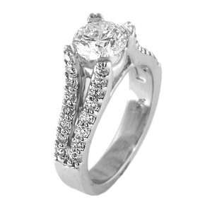  1.78 ct Round Diamond Engagement Ring 18k White Gold 