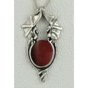 com A Proud Pair of Sterling Silver Dragons Accented with Genuine Red 