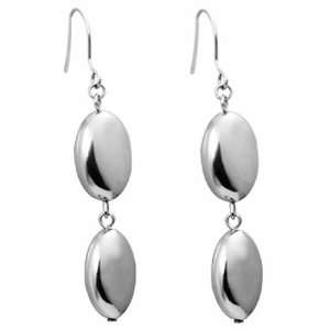 AAB Style ESS 131 Stainless Steel Dangling Earrings with Oval Shaped 