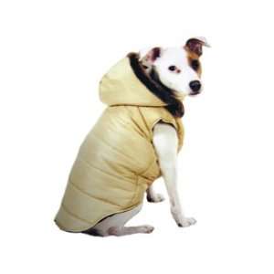Zack & Zoey Almond & Brown Reversible Hooded Puffy Vest Dog Coat XX 