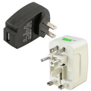  International AC Power Travel Adapter Plug + Black USB 