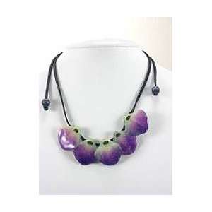    REAL FLOWER Orchid Petal Shower Lilac Black Cord 18in Jewelry