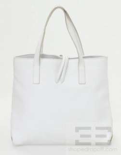 Burberry White Pebbled Leather Toggle Horn Tote Bag  