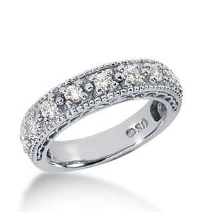  0.65 Ct Diamond Wedding Band Ring Round Prong 14k White 