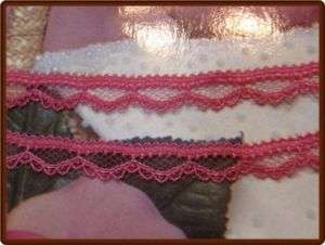 ROSE PINK SCALLOPED NET LACE FABRIC TRIM 5YD  