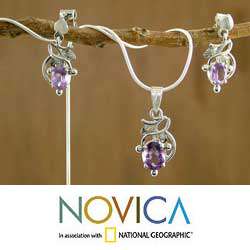Sterling Silver Wisteria Amethyst Jewelry Set (India)   