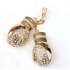  Iced Floyd Mayweather Boxing Gloves Dangling Pendant Gold 