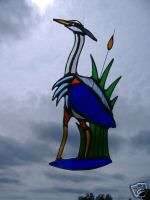 Blue heron I, stained glass suncatcher  