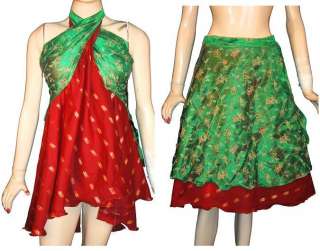 20 Vintage Silk Sari Magic wrap skirts dress Mix Sizes  