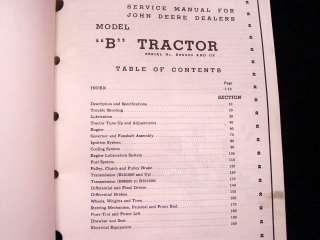 1948 JOHN DEERE MODEL B TRACTOR SERVICE REPAIR MANUAL  