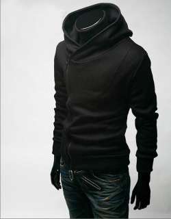 Korea Mens Cool Side Zipper Stand Collar Sweater Jacket  