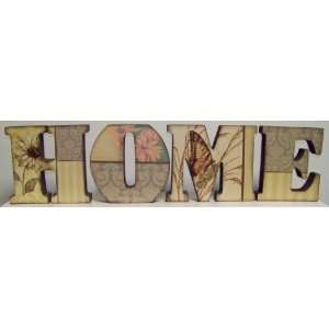  Home Statue Wood Blocks Butterfly Flowers Decoration