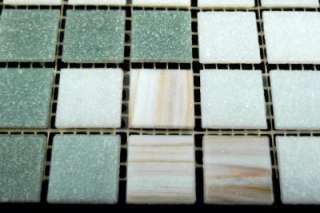 Mixed White, Greyish Green and White with Gold Link Color Mosaic Glass 