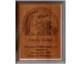 Solid Alder Eagle Scout Plaque   With Engraved Eagle  
