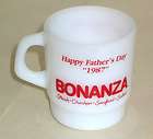 Bonanza Restaurant Mug Cup Happy Fathers Day 1987 Galaxy Milk Glass