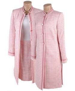 Isabel and Nina Pink/Ivory Tweed Skirt Suit  