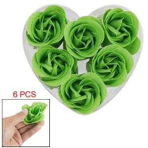  6pcs Green Fancy Soap Paper Rose Flowers W Heart Shape Box 