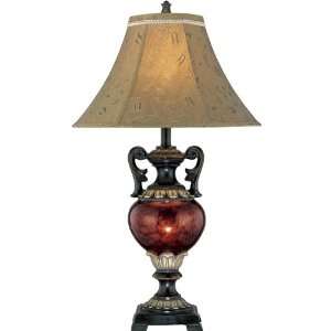 Table Lamp 2 Tone Body with Tan Jacquard Fabric Shade (Free Delivery)