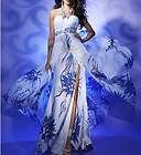 Stunning Floral, Halter Neck Evening Gown, With Thigh High Split 