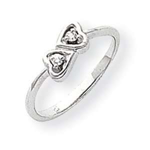  14kt White Gold Promise Heart Ring with Diamond Accents 