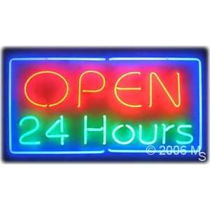 Neon Sign   Open 24 Hours   Extra Large 20 x 37  Grocery 
