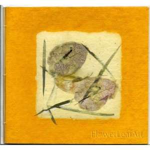   Card Real Pressed Flowers Grass Yellow Handmade Paper 