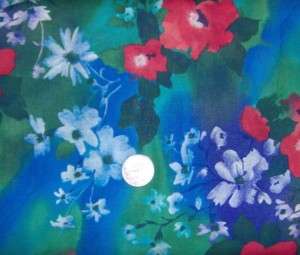 Tropical Red Turquoise Blue Floral FQ Quilting Fabric  