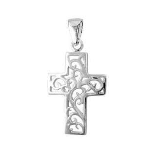 Sterling Silver 925 Cut Out Cross Pendant Necklace  