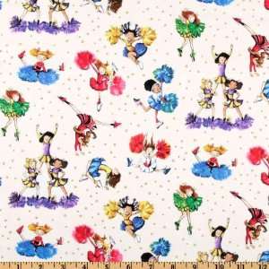  44 Wide Action Kids Cheerleaders Cream Fabric By The 