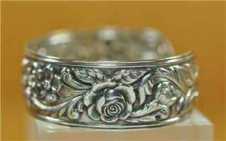 RARE Antique S Kirk & Sons Repousse Sterling Silver Cuff Bracelet WOW 