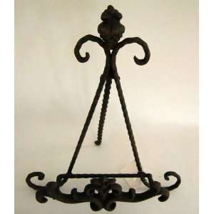  Wrought Iron Plate Stand Easel Rusty Aged