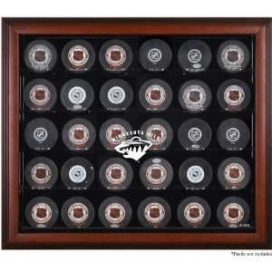   Mahogany Framed 30 Hockey Puck Logo Display Case