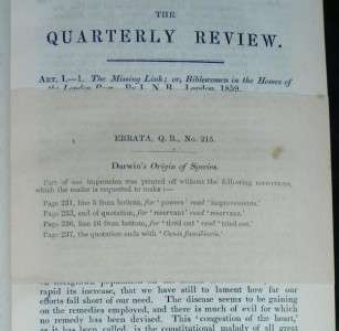 RARE Quarterly Review 1860 Origin of the Species Darwin  