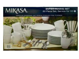Mikasa Dinnerware Set Flatware Set Entertaining Set Service for 10 