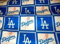 MLB Los Angeles Dodgers Squares Fleece Fabric BTY  