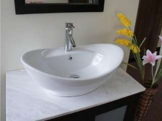 New European Style Ceramic White Vessel Sink Bowl 23x15 Contemporary 