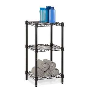 Honey Can Do SHF 02218 3 Tier Steel Wire Shelving Tower, Black, 14 by 