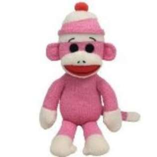 TY Beanie Buddy   SOCKS the Sock Monkey (PINK) 16 inch 