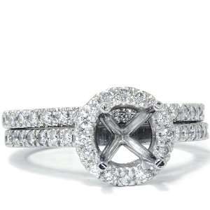  Platinum .55CT VS Pave Halo Engagement Ring & Matching 