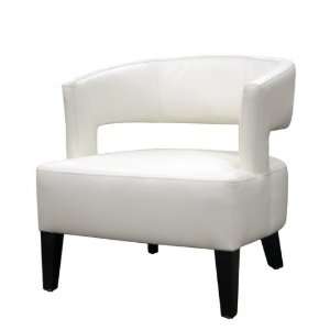  Accent Club Chair with Curved Back in White Leatherette 