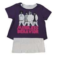 Mindless Behavior Girls Cropped T Shirt Combo Photo Purple/White at 
