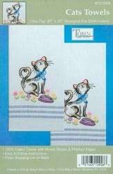 Stamped Embroidery CAT TOWELS No Floss 13  